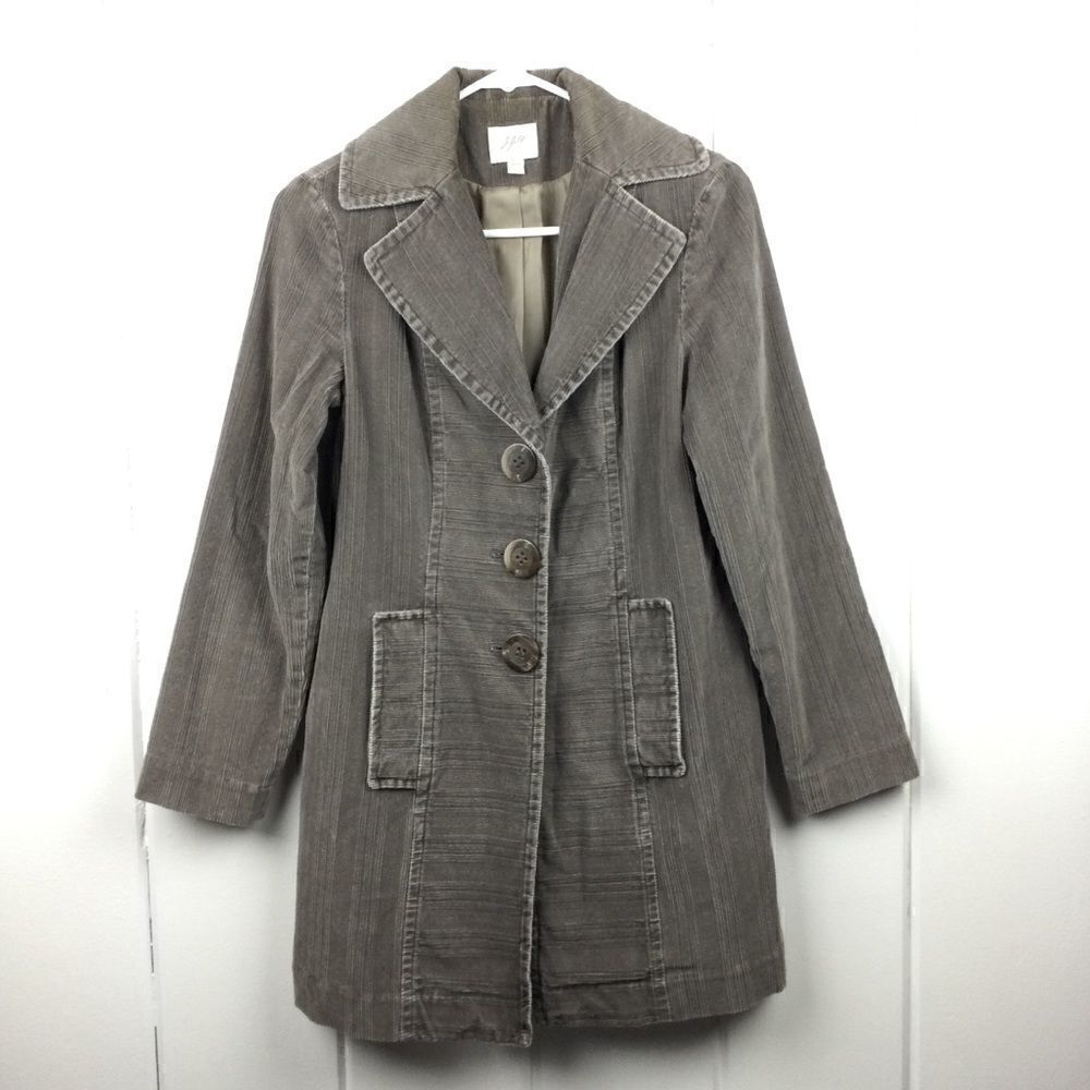 J. Jill Brownish Gray Corduroy Trench Coat XXS
